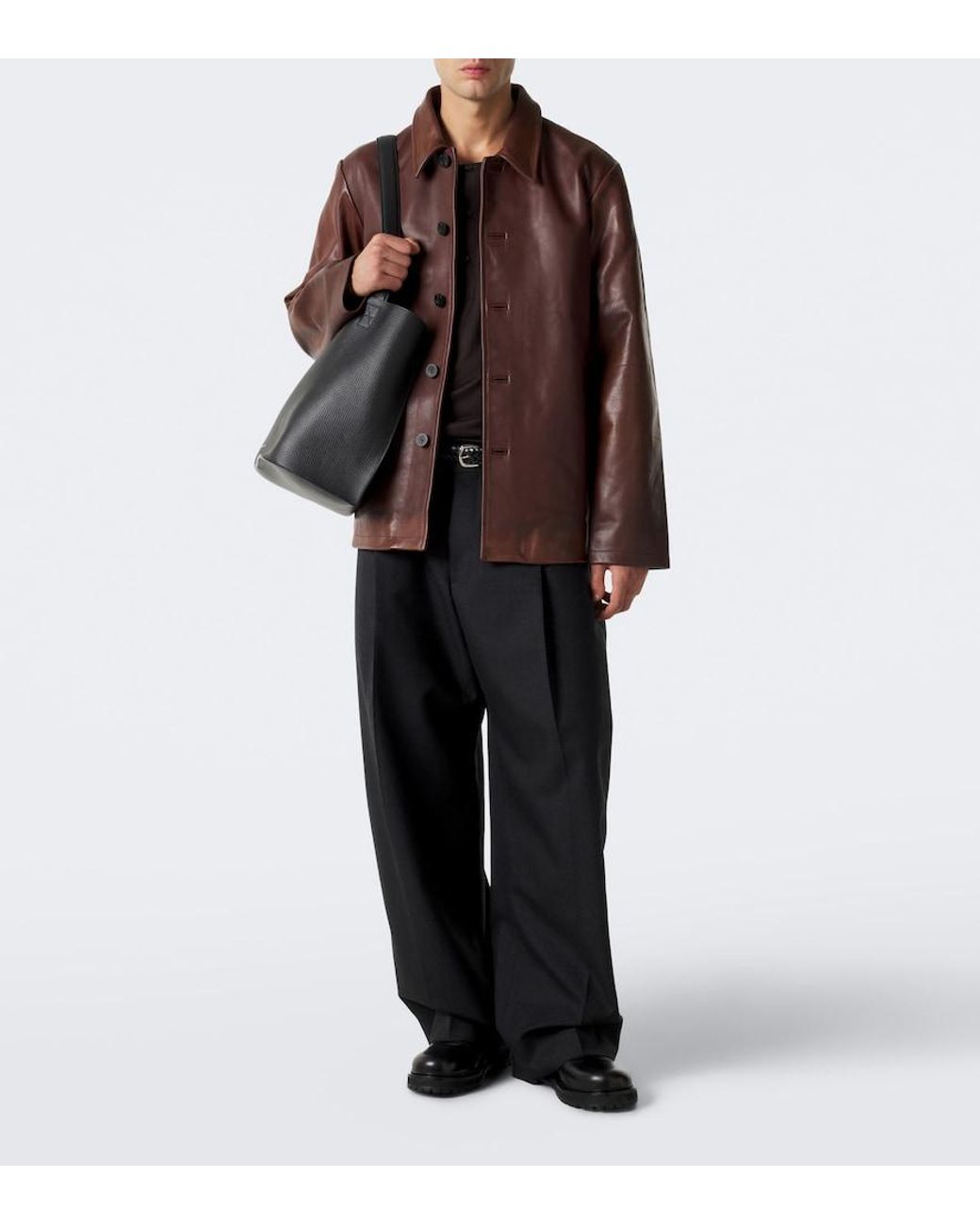 Studio Nicholson Brown Leather Jacket for men