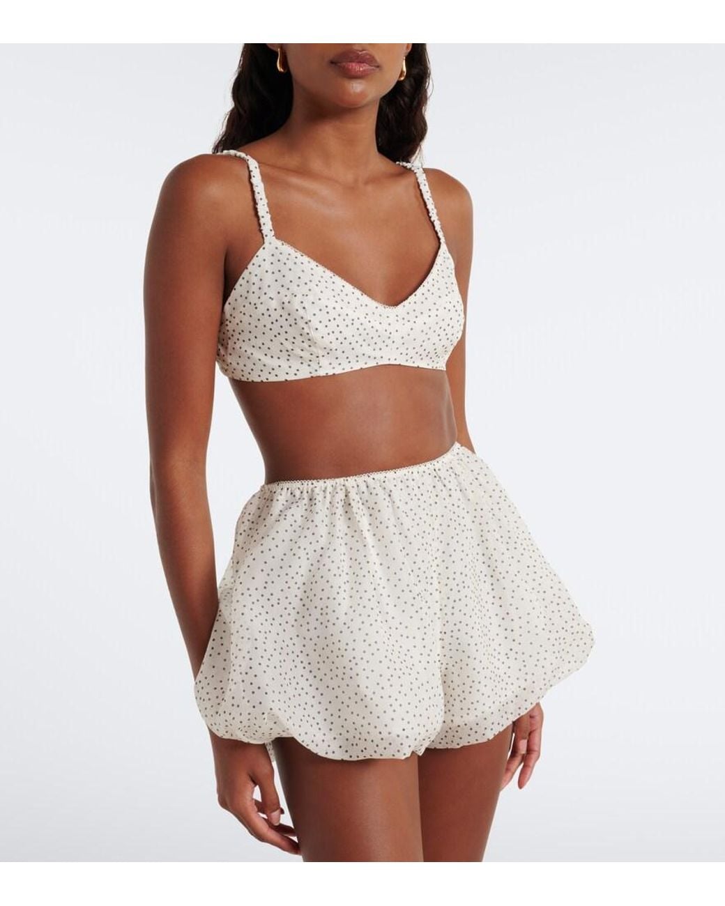 Sir White Polka-Dot Silk Organza Bra Top