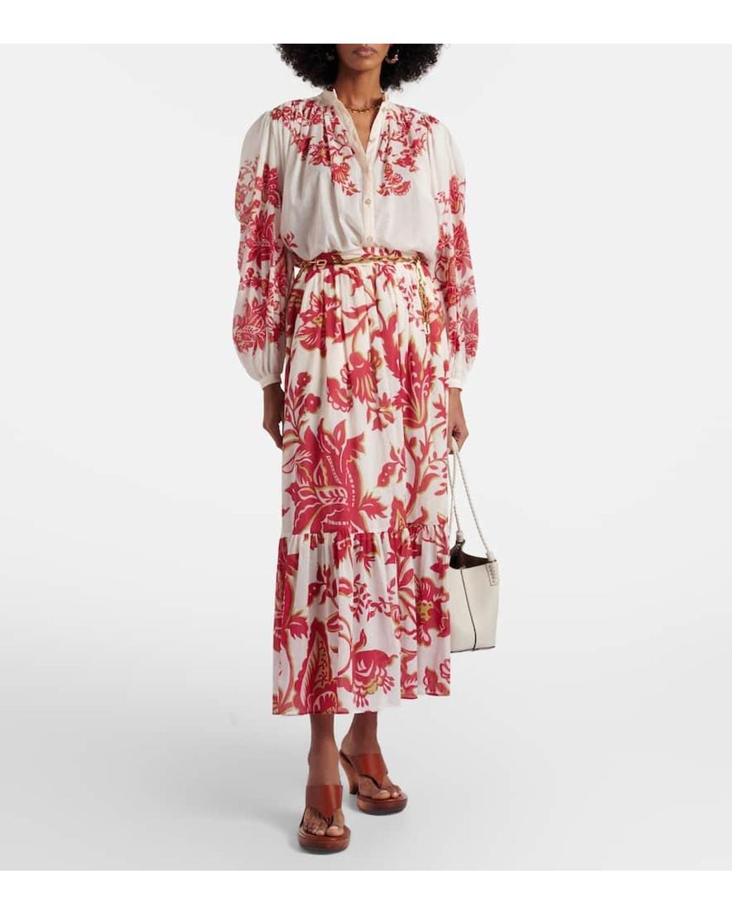 Etro Red Bluse Aus Baumwoll-Voile