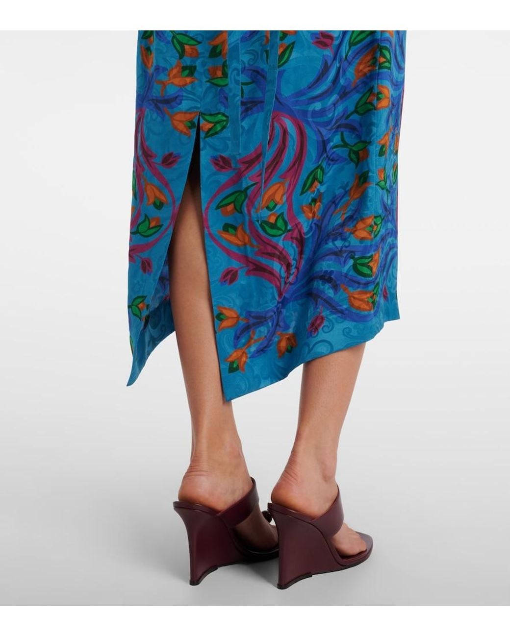 Etro Blue Printed Midi Dress