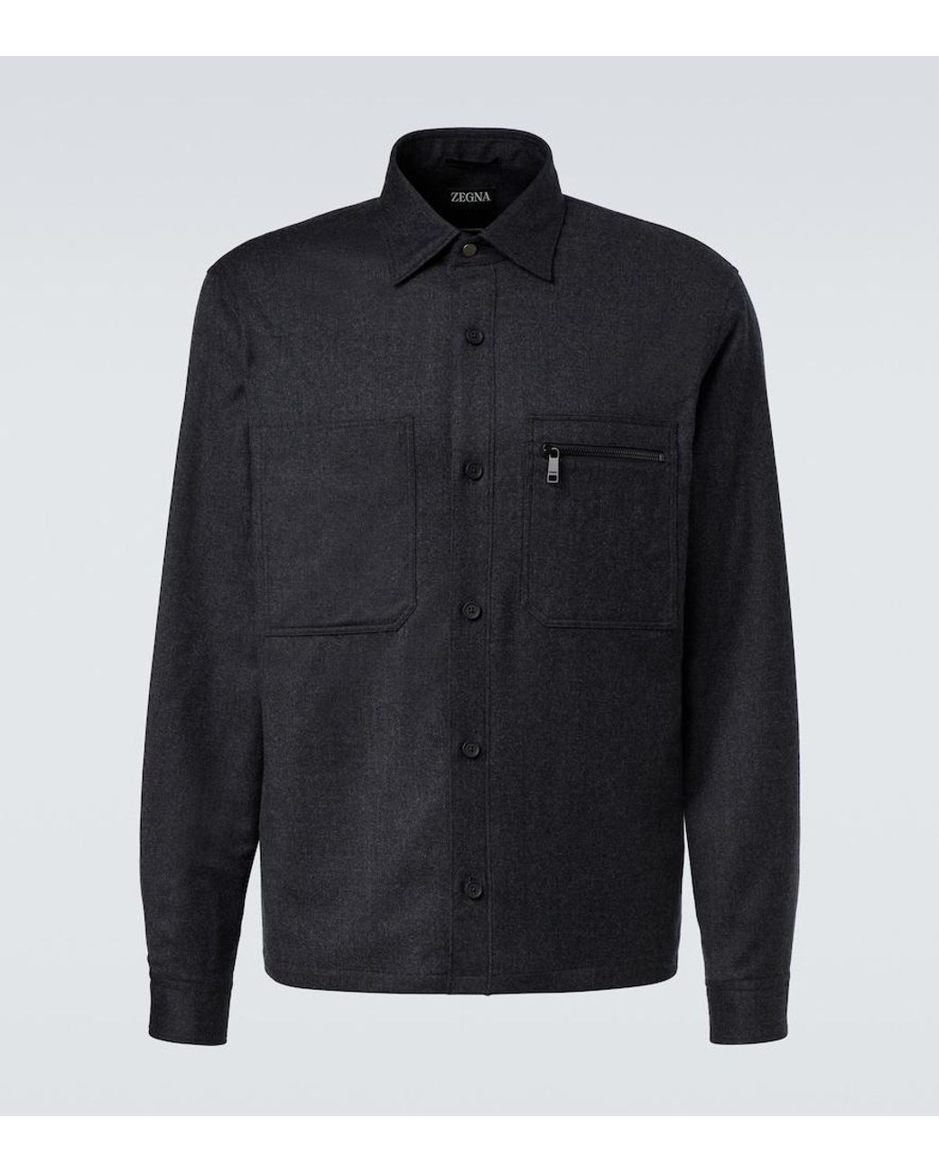Zegna Blue Wool Overshirt for men