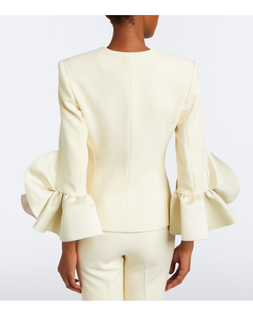 Safiyaa Natural Omona Duchesse-Trimmed Crepe Blazer