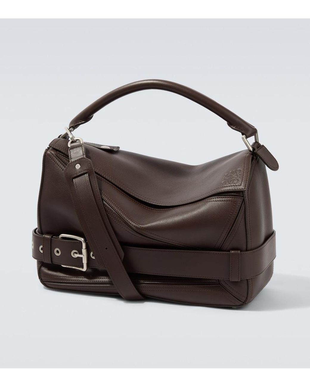 Loewe Black Puzzle Biker Large Leather Shoulder Bag for men
