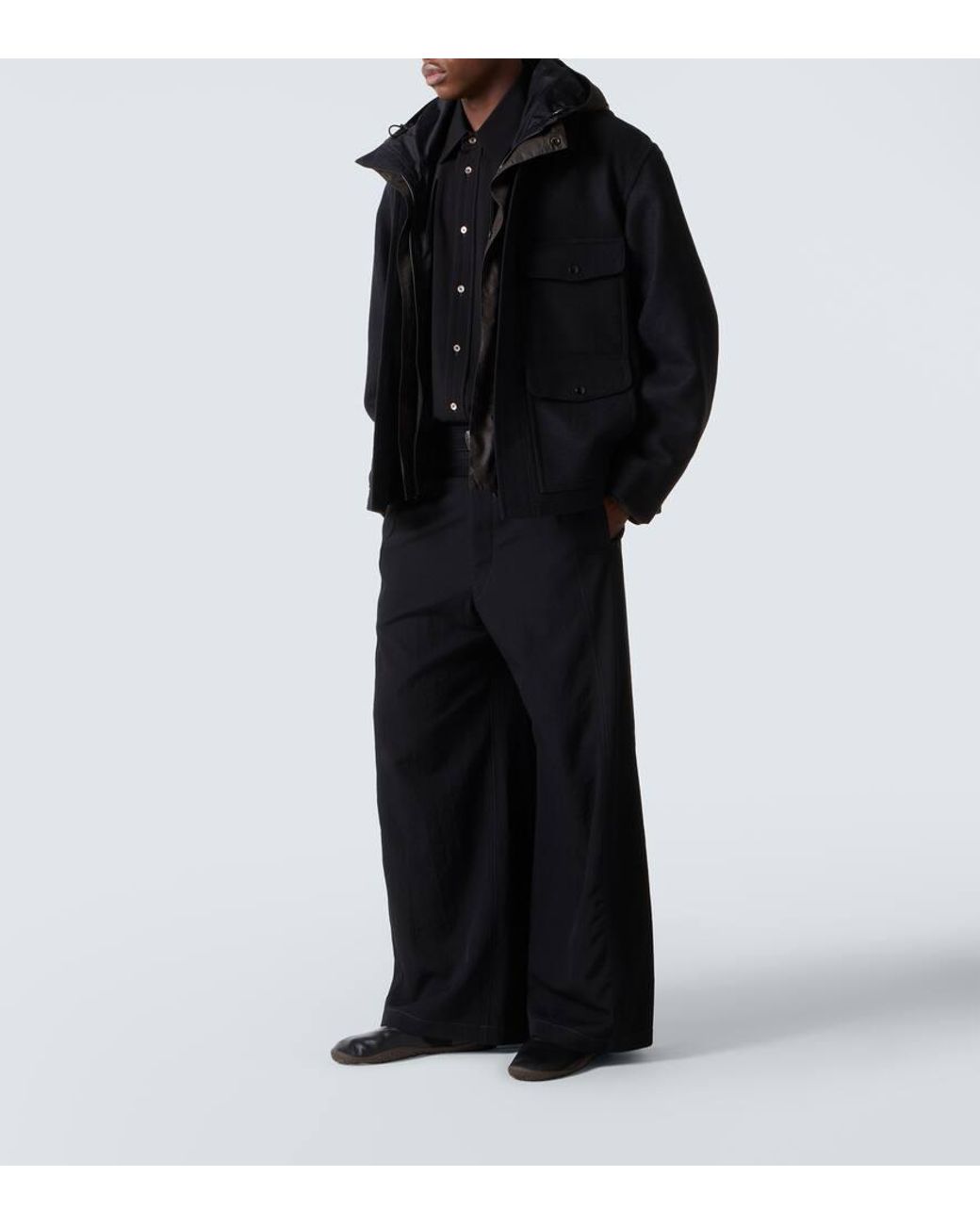 Lemaire Wool Felt Field Jacket in Black for Men | Lyst
