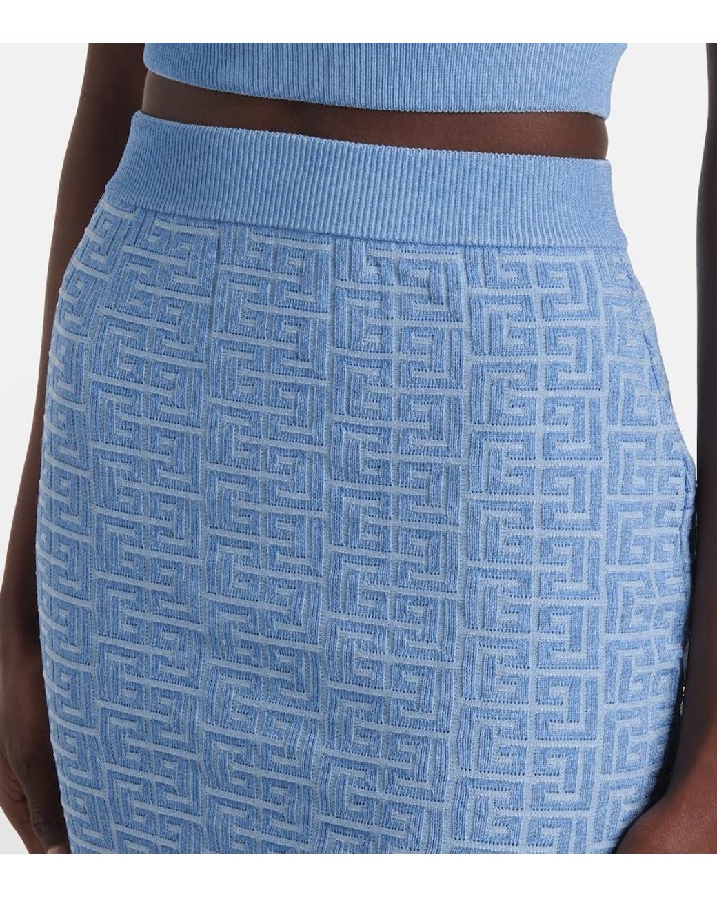 Balmain Blue Knit Short Skirt