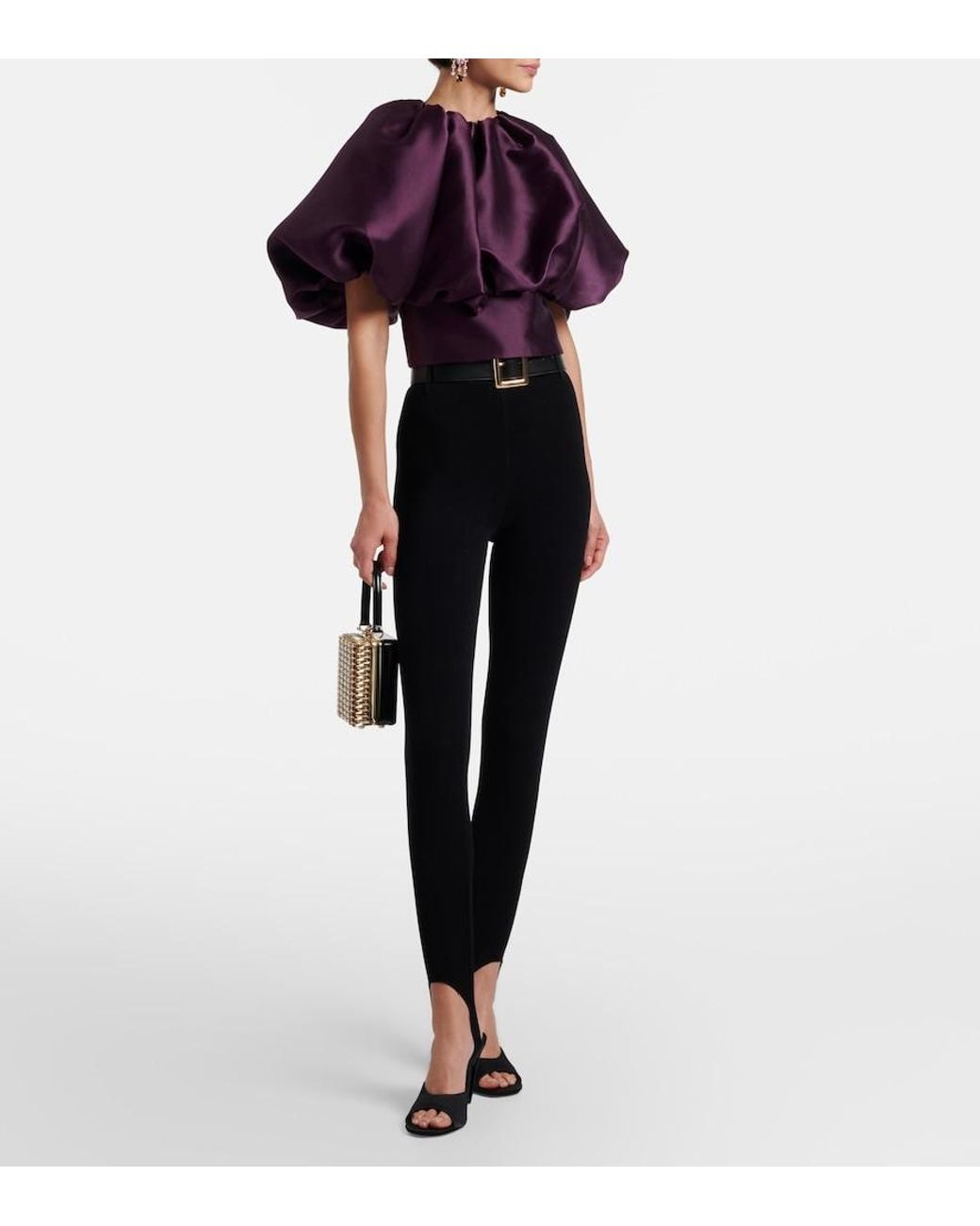 Self-Portrait Purple Taffeta Top