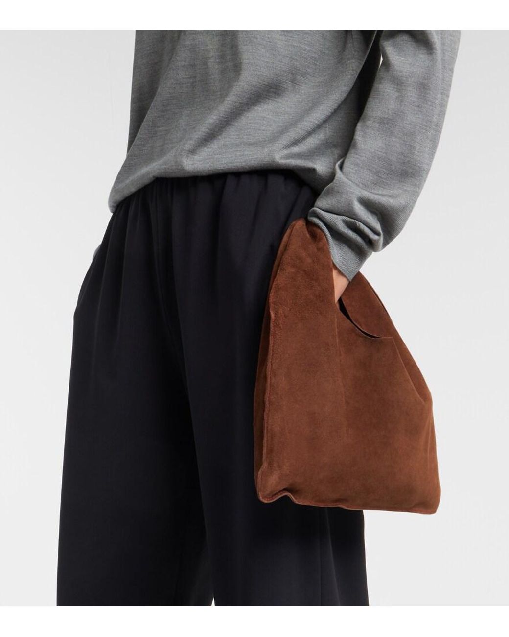 The Row Brown Tote Bag Bindle Small Aus Veloursleder