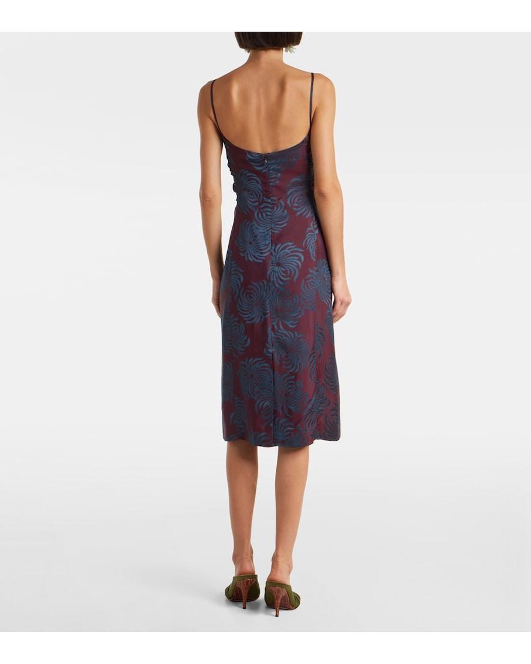 Dries Van Noten Blue Floral Jacquard Midi Dress