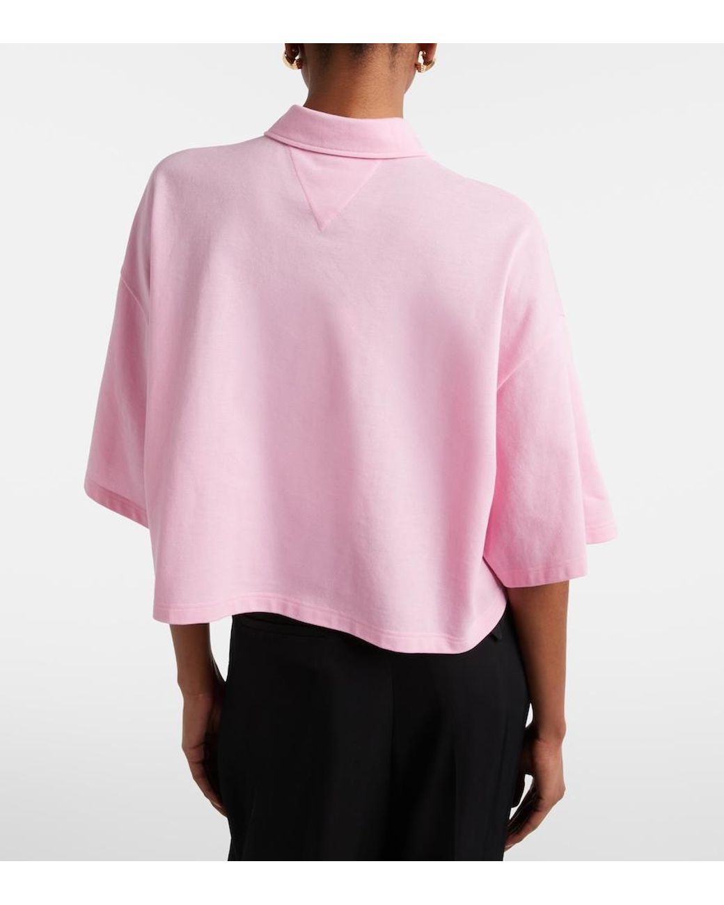 Bottega Veneta Pink Cropped Cotton Polo Shirt