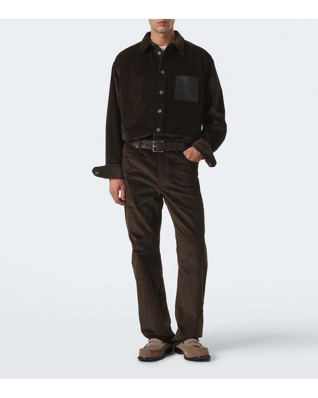 Loewe Gray Cotton Corduroy Straight Pants for men