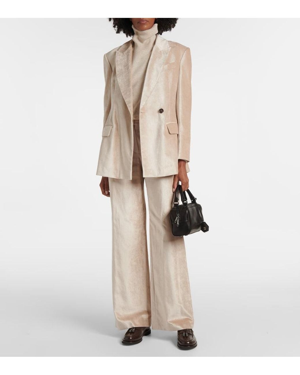 Brunello Cucinelli Natural Cotton-Blend Velvet Blazer