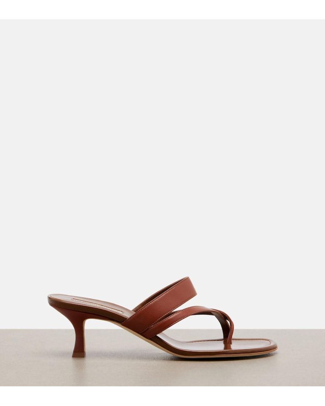 Manolo Blahnik Brown Susa Leather Thong Sandals