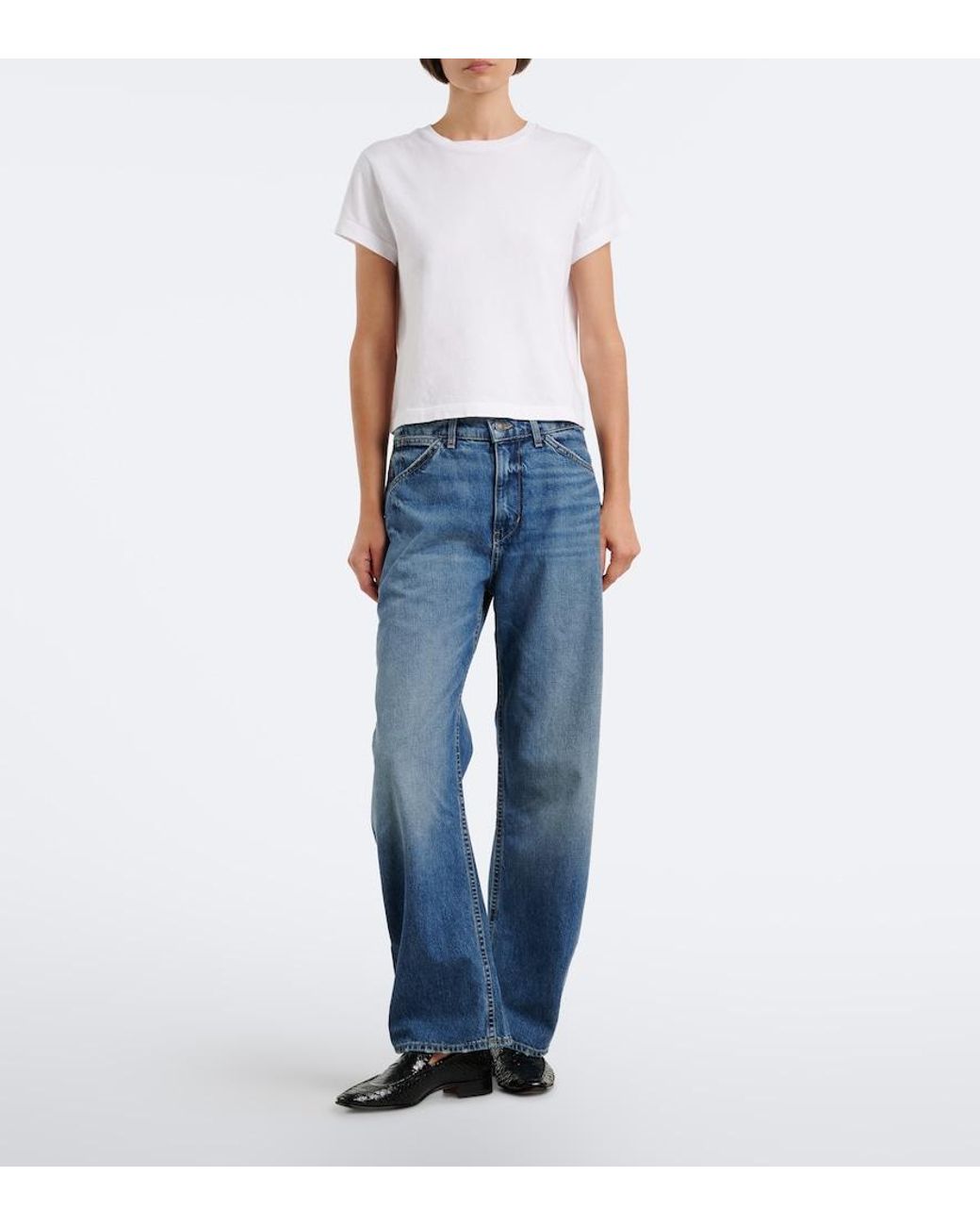 Nili Lotan Blue Tribeca Barrel-Leg Jeans