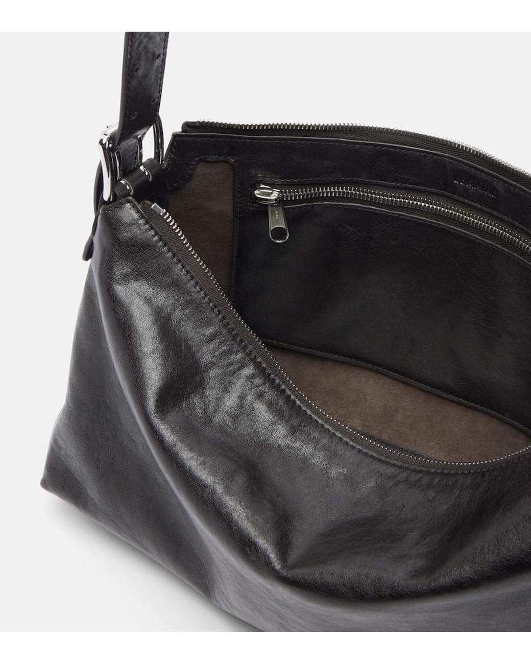 Lemaire Gray Belted Leather Shoulder Bag