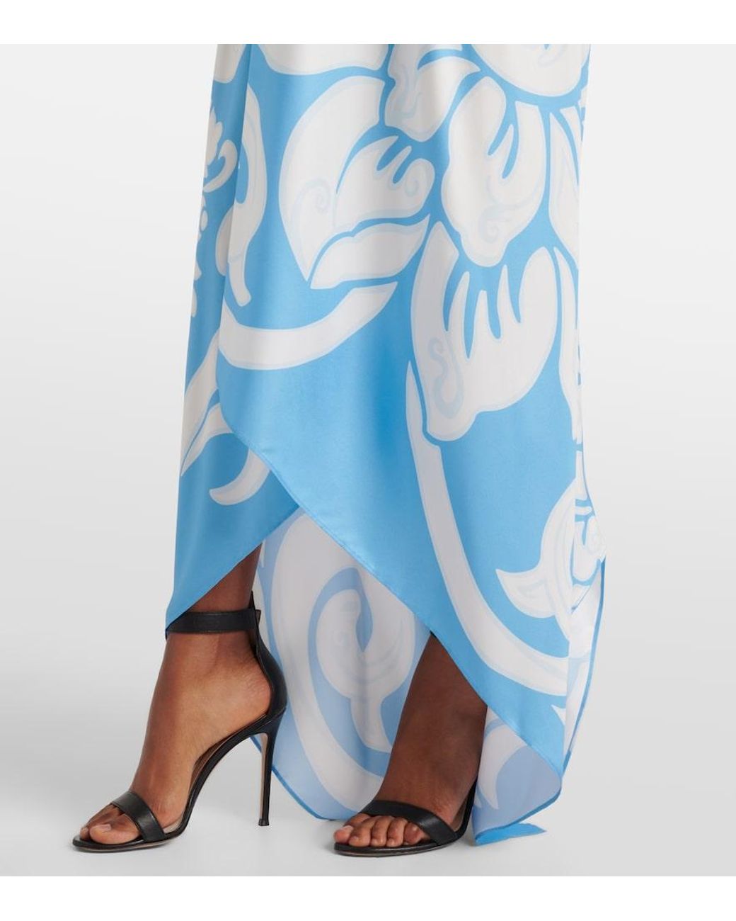 Etro Blue Printed Silk Midi Dress