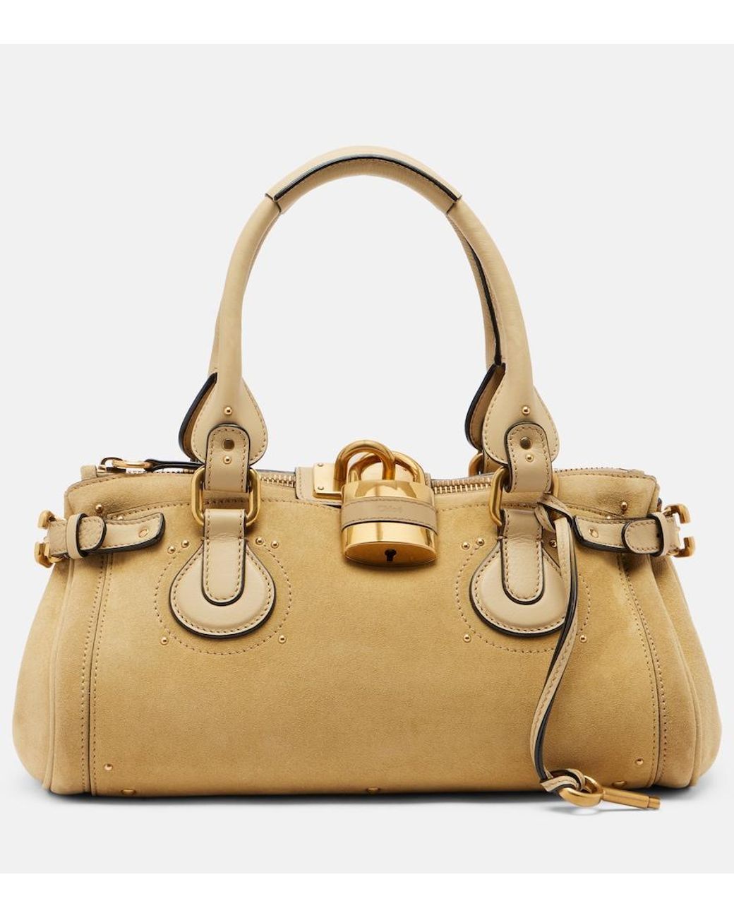 Chloé Metallic Paddington Suede Shoulder Bag