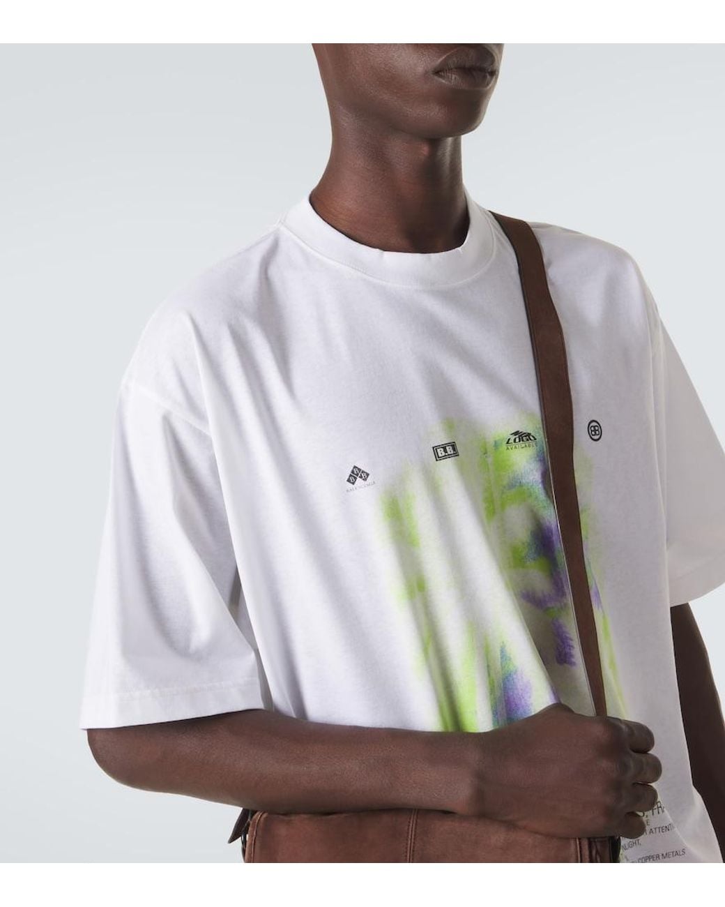 Balenciaga White Printed Cotton Jersey T-Shirt for men