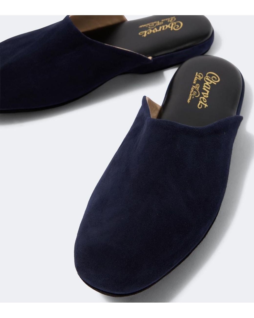Charvet Blue Leather-Lined Suede Slippers for men