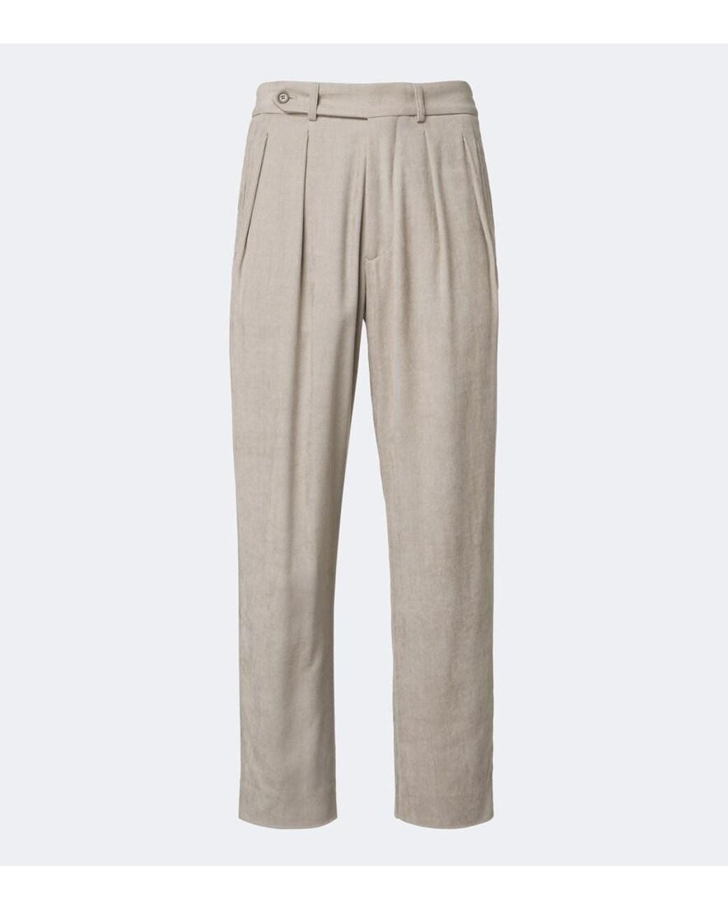 Giorgio Armani Gray Pleated Straight Pants for men