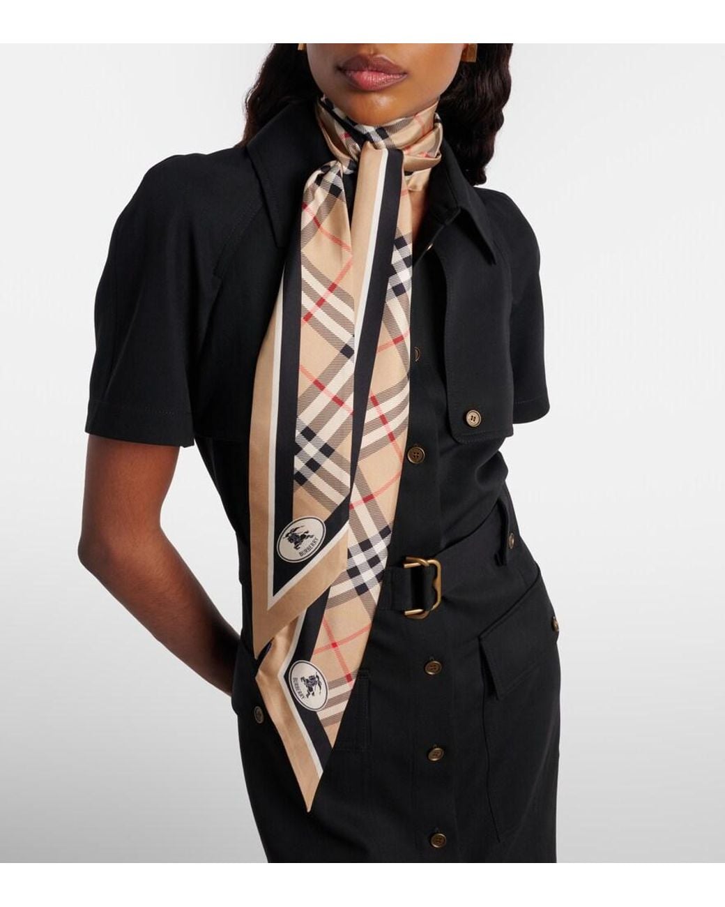 Burberry Metallic Check Silk Scarf