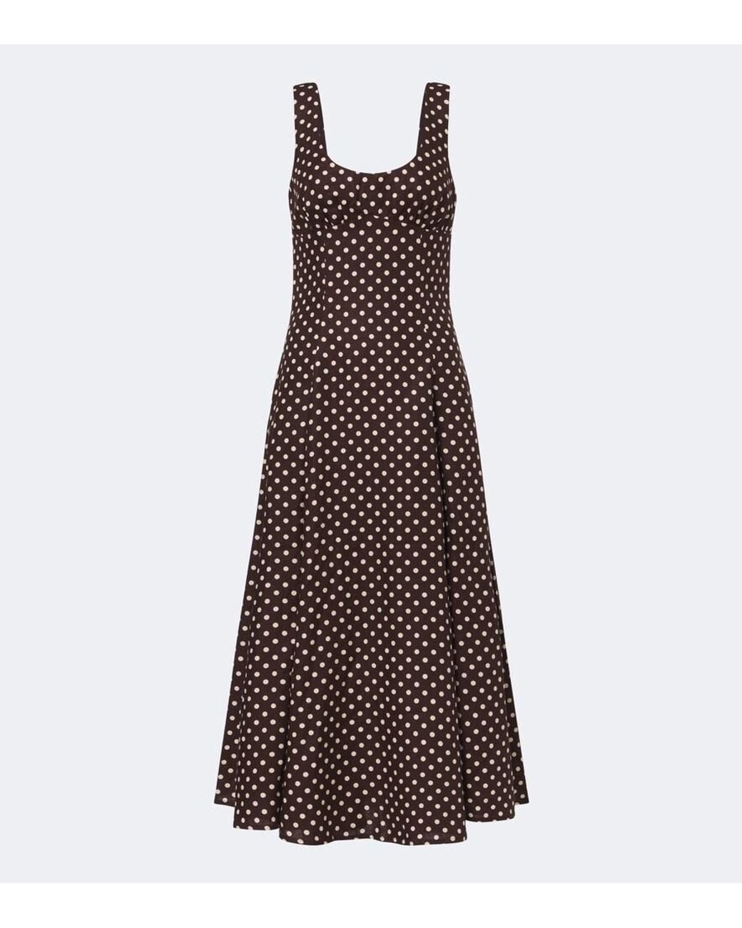 Faithfull The Brand Purple Esme Polka-Dot Linen Midi Dress