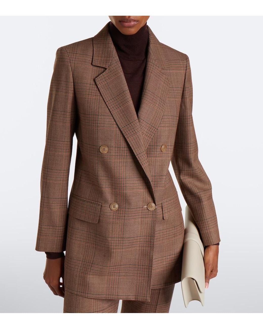 Max Mara Brown Double-Breasted Virgin Wool Blazer