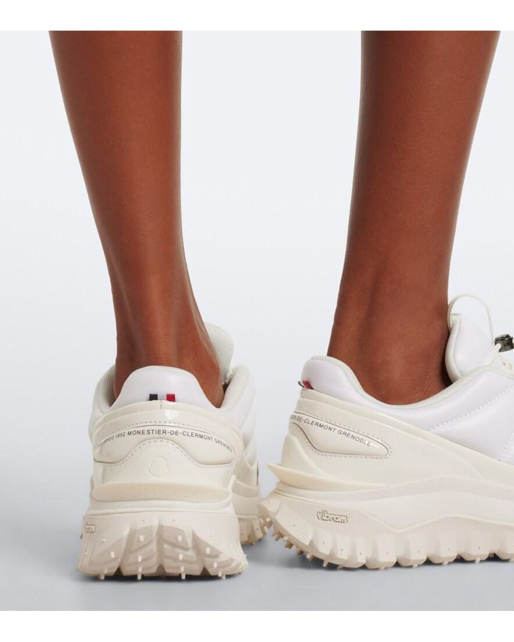 Moncler White Trailgrip Puffer Leather-Trimmed Sneakers