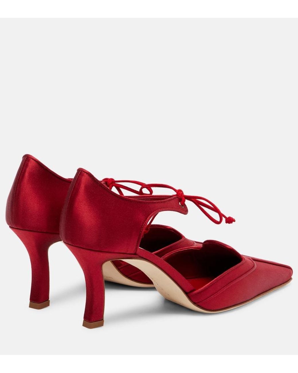 Manolo Blahnik Red Orata 70 Satin Pumps