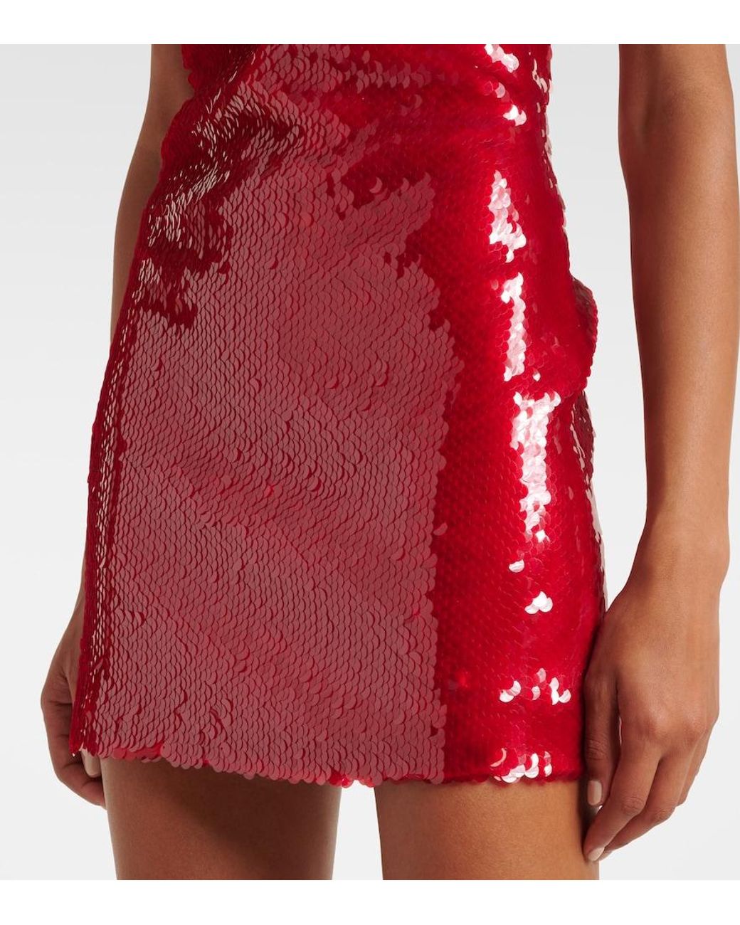 Magda Butrym Red Floral-Applique Sequined Halterneck Minidress