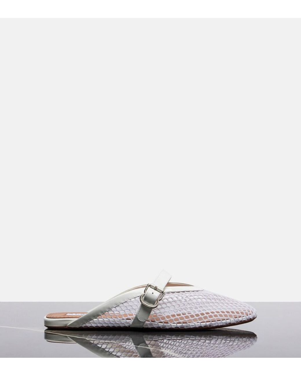 Alaïa White Fishnet Leather-Trimmed Slip-On Mules
