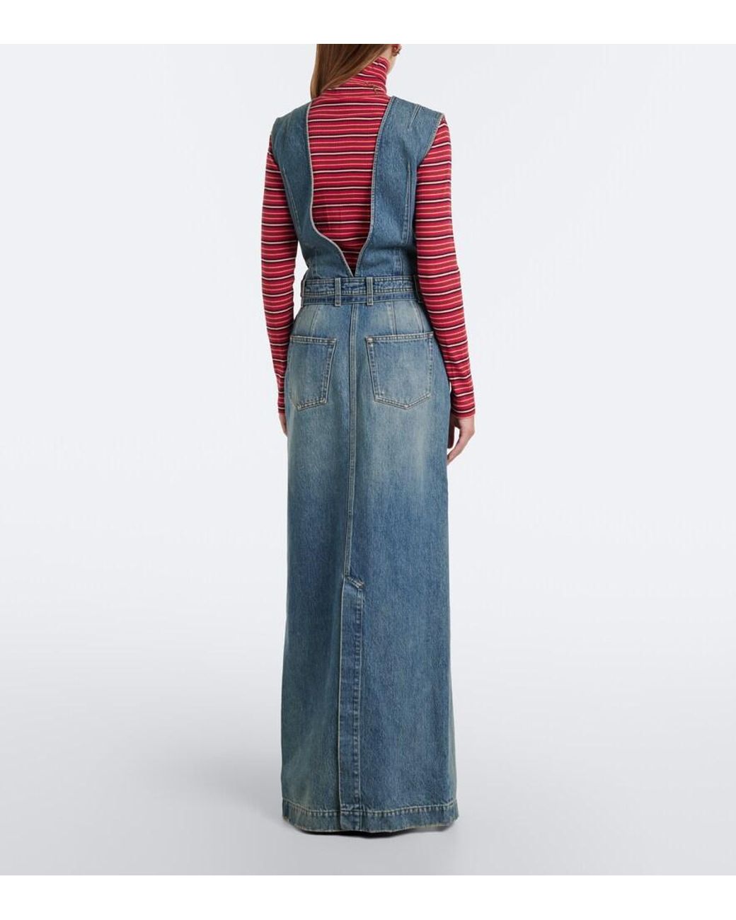 Dries Van Noten Blue Denim Faded Maxi Dress