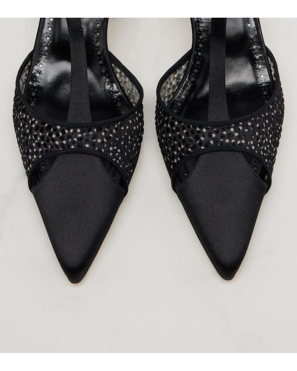 Manolo Blahnik Black Turgimodla Satin Slingback Pumps