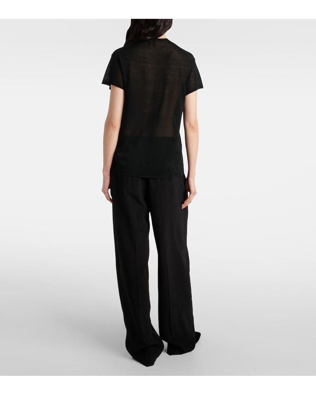 Totême  Black Knitted Silk T-Shirt