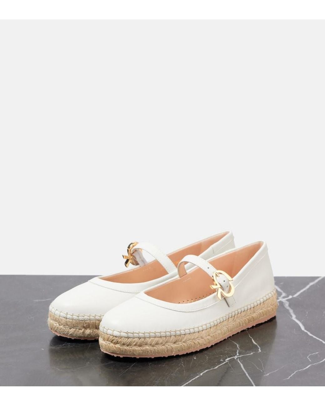 Gianvito Rossi White Espadrilles Elda Aus Leder