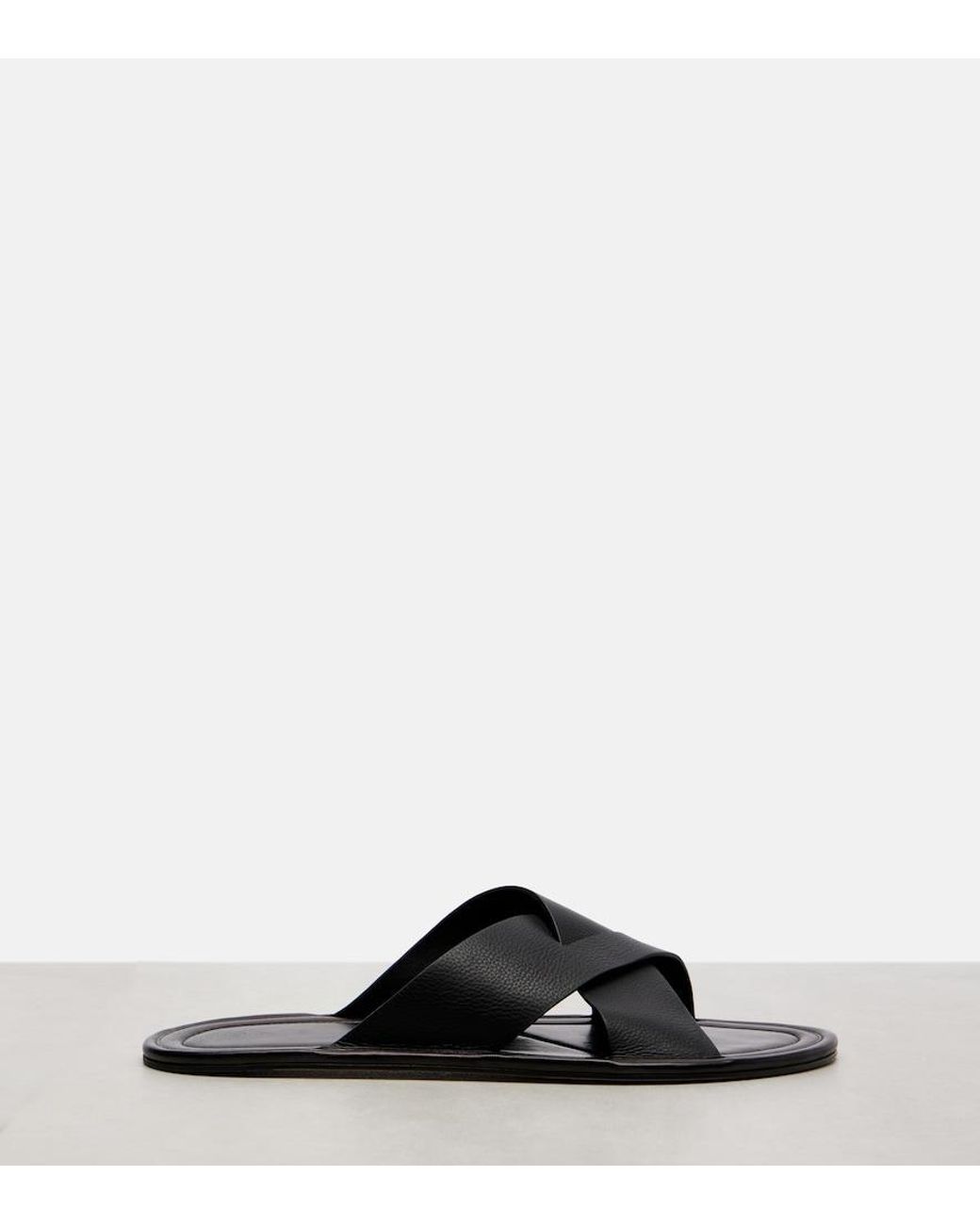 The Row Black Malick Cross Leather Sandals