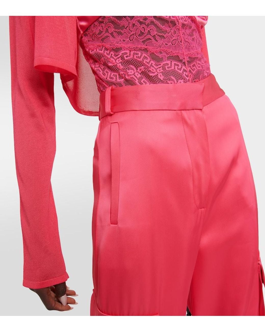 Versace Pink Satin Cargo Pants