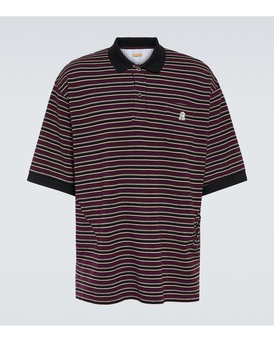 Undercover Red Striped Cotton Polo Shirt for men