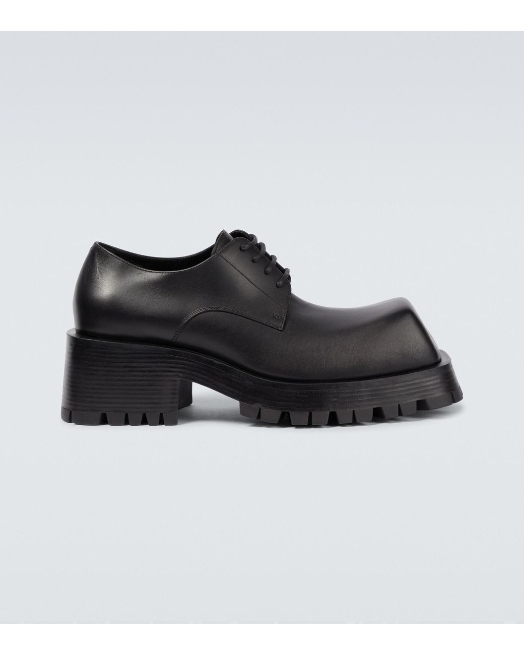 Balenciaga Trooper Leather Derby Shoes in Black for Men | Lyst