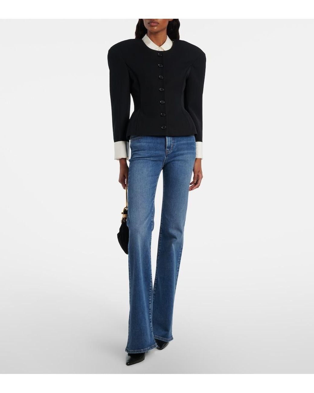 FRAME Blue Icon Long Mid-Rise Flared Jeans