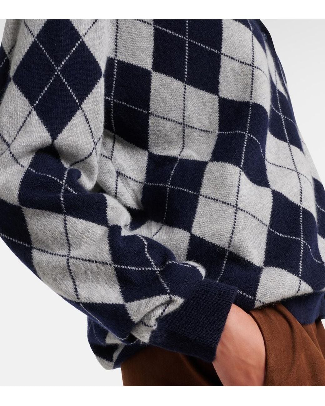 Lisa Yang Blue Raelyn Argyle Cashmere Cardigan