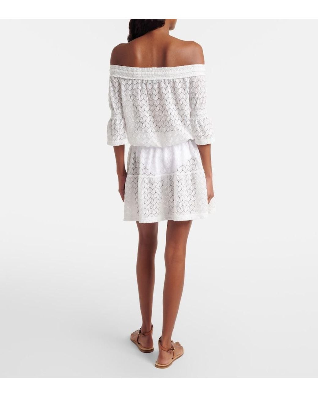 Melissa Odabash White Flo Crochet Cotton And Linen Minidress