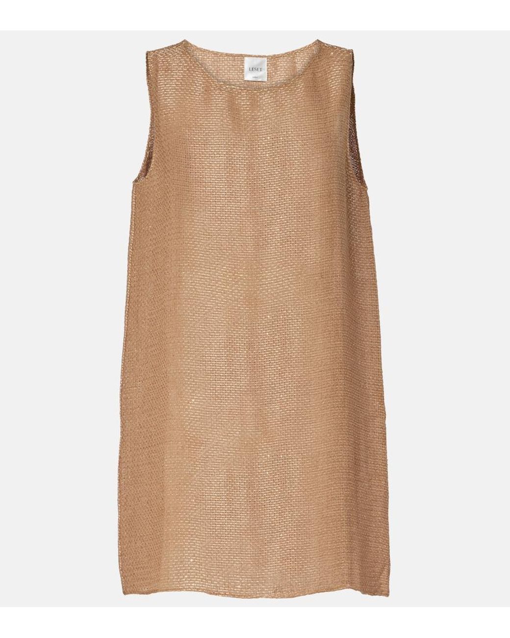 Leset Natural Stella Sequined Linen-Blend Minidress