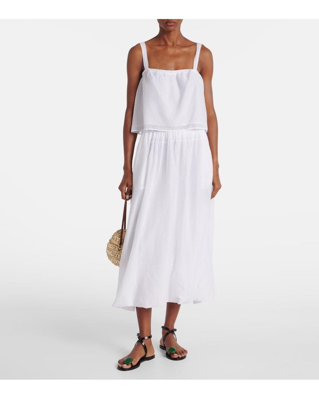 Velvet White Ines Cotton And Silk Voile Maxi Skirt
