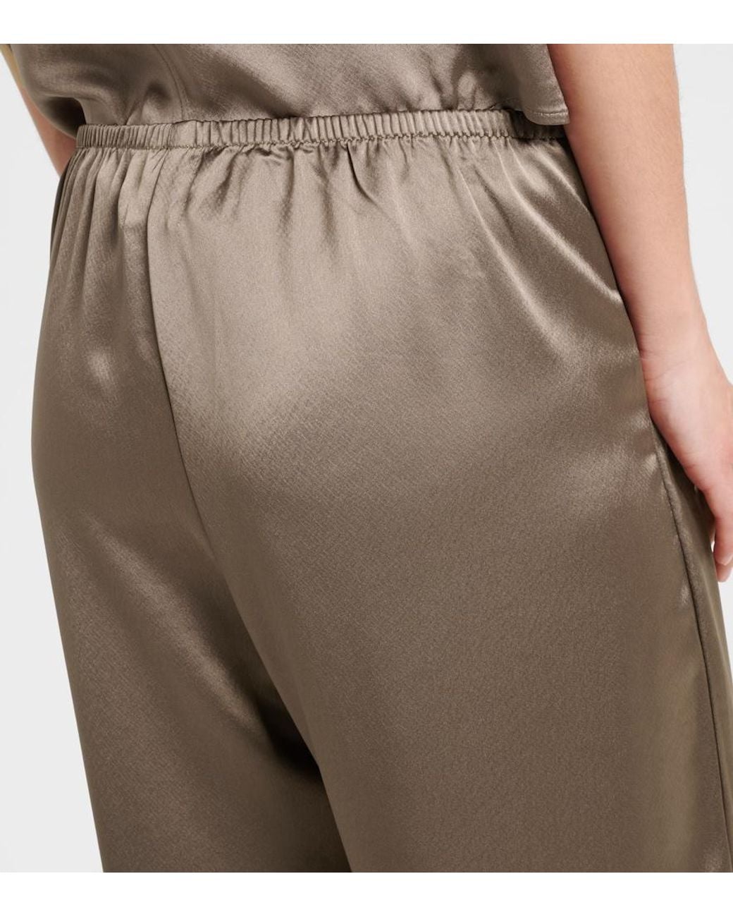 Leset Brown Barb Satin Wide-Leg Pants