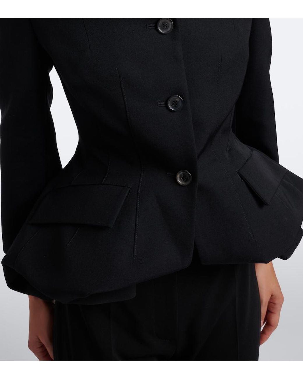 Magda Butrym Black Peplum Wool Blazer