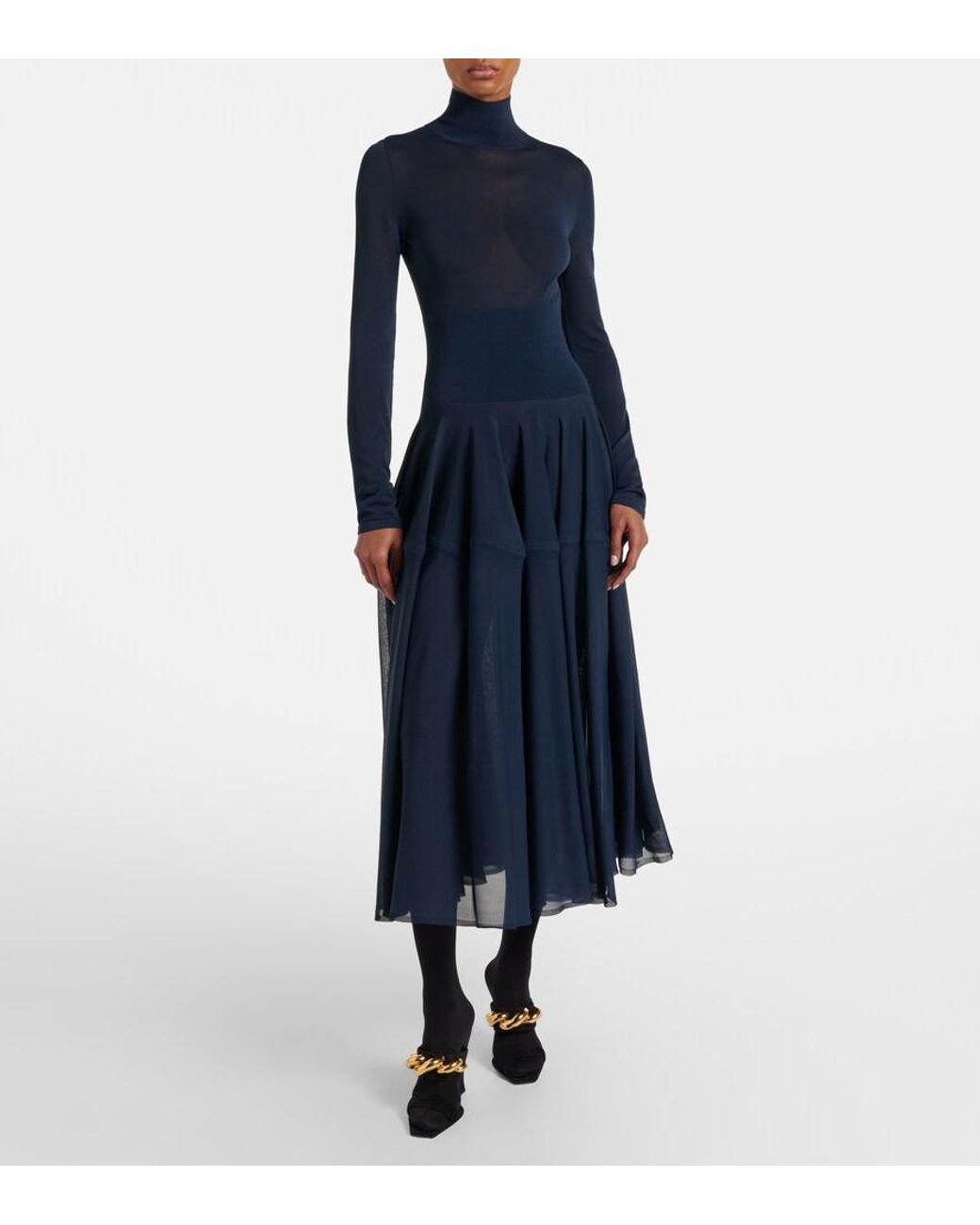 Alaïa Blue Sheer Midi Dress
