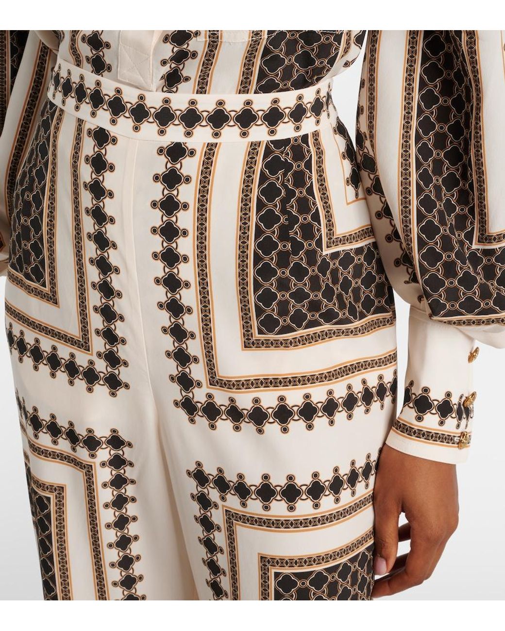 Zimmermann Metallic Printed Wide-Leg Pants