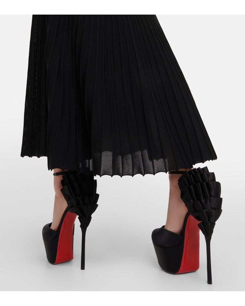 Christian Louboutin Black Maria Frou Alta Satin Platform Pumps