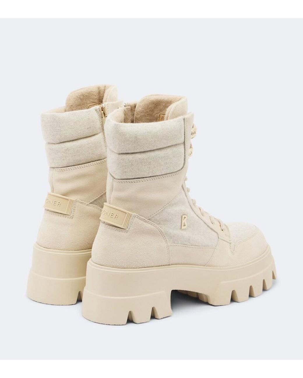 Bogner Natural Sapporo Suede-Trimmed Lace-Up Boots