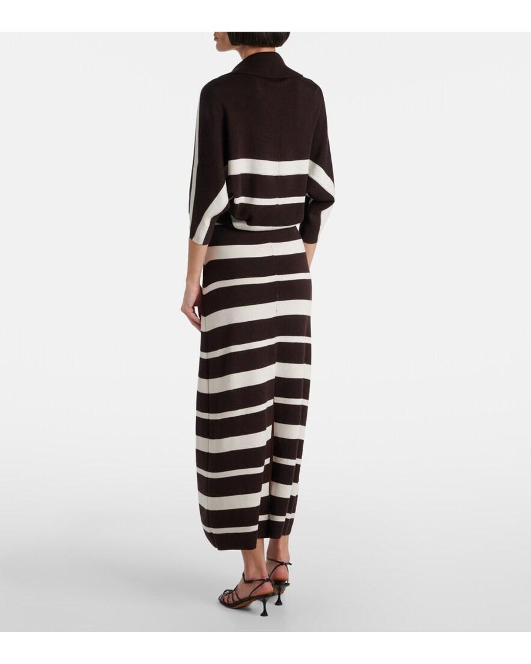 Proenza Schouler Black Solana Striped Wool And Silk Maxi Dress